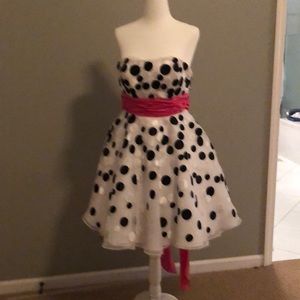Jovani polka dot strapless dress